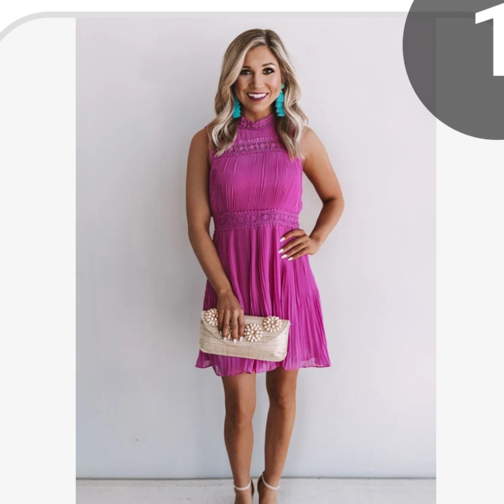Impressions Fuchsia Sleeveless Mini Dress